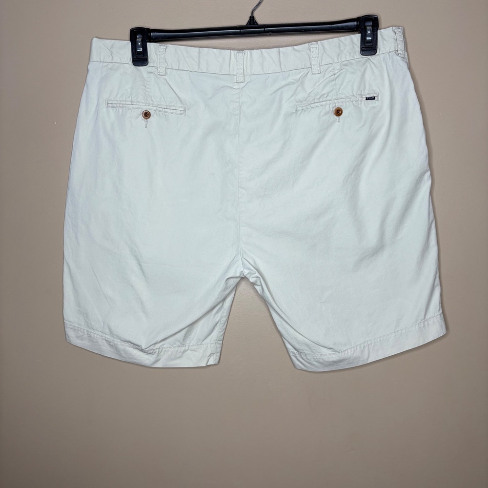 Polo Ralph Lauren Men Sz 42 Chino Shorts Classic Fit Cream Tan Pima Cotton - Picture 5 of 9